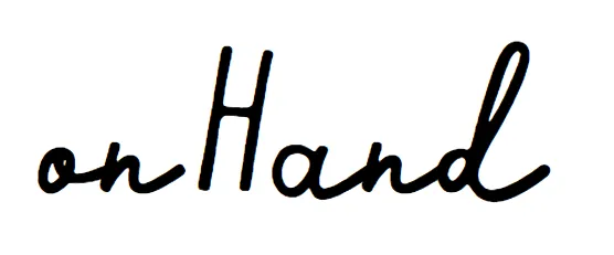 The onHand wordmark: the word onHand drawn by hand in a loose, looping cursive script