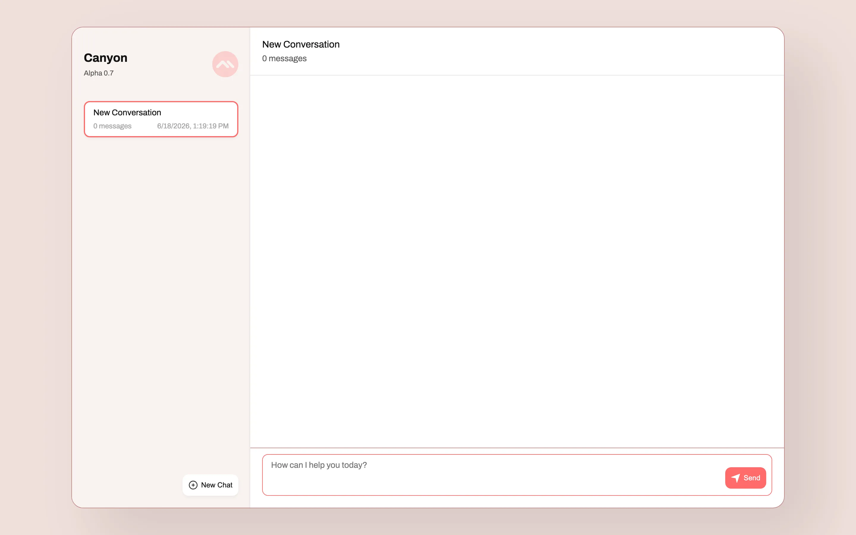 The Canyon Chat interface: a conversation on the left, a generated view of the organisation on the right